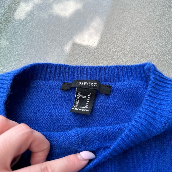 Royal Blue Cropped Sweater Top - Picture 2 of 2
